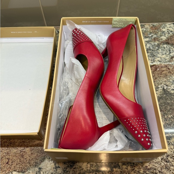 Michael Kors Red Studded Heels Size 8 - Picture 4 of 6
